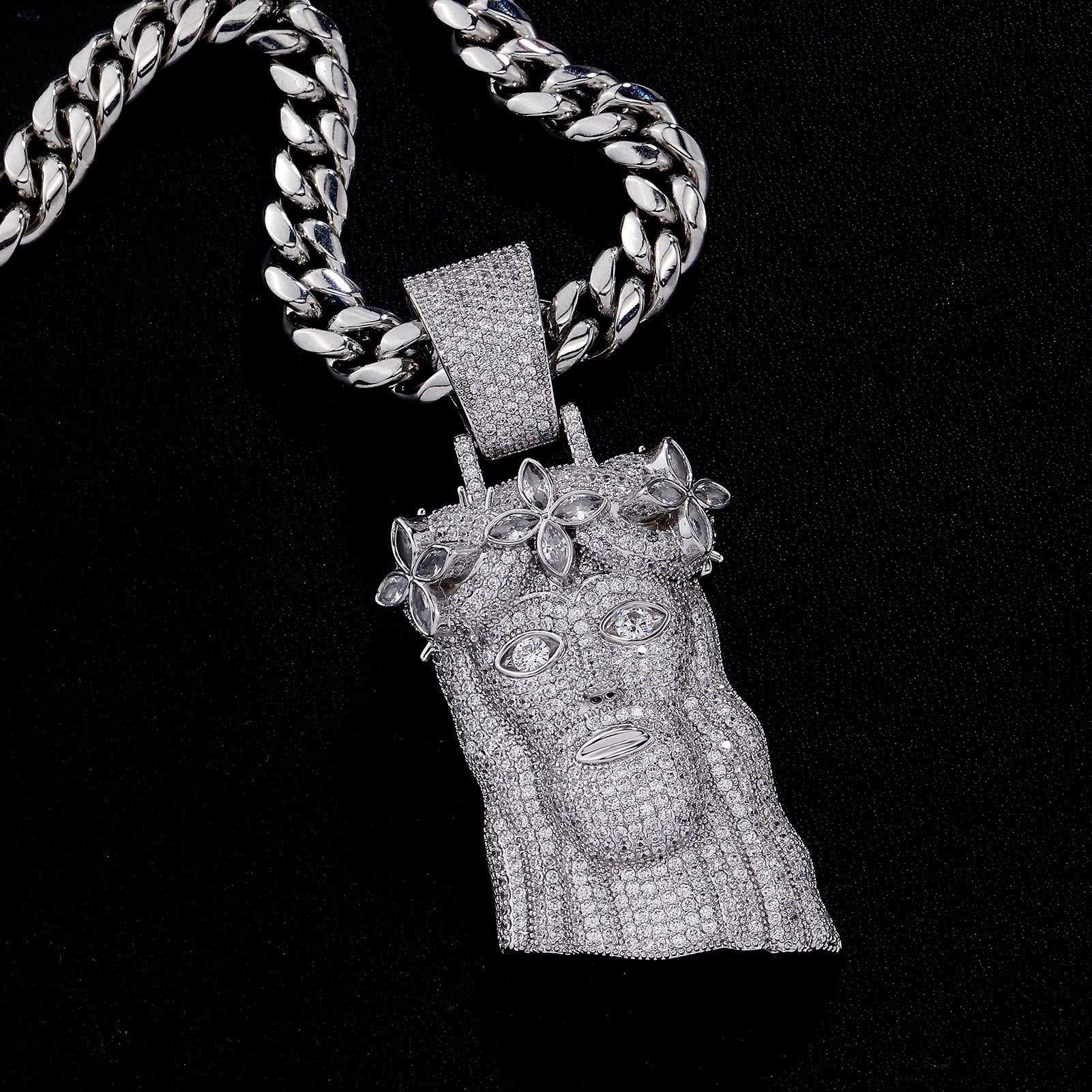 Europe, America, Amazon retro old man pendant full of copper zir*****ld man head pendant jewelry personalized fashion Cuban necklace