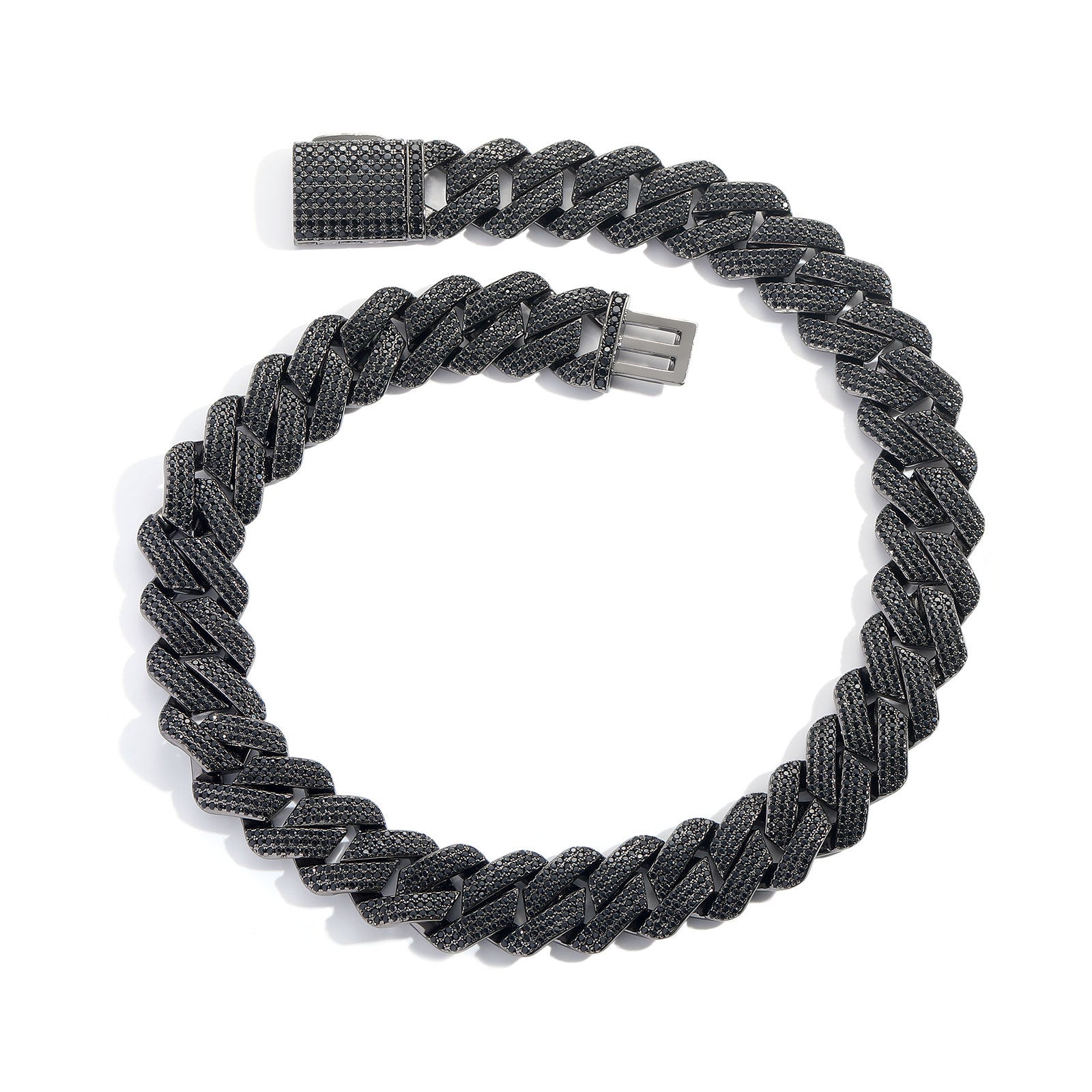 European and American hip hop black zircon 10-13-15 -20mm rhombus Cuban chain necklace trendy brand personality hip hop necklace