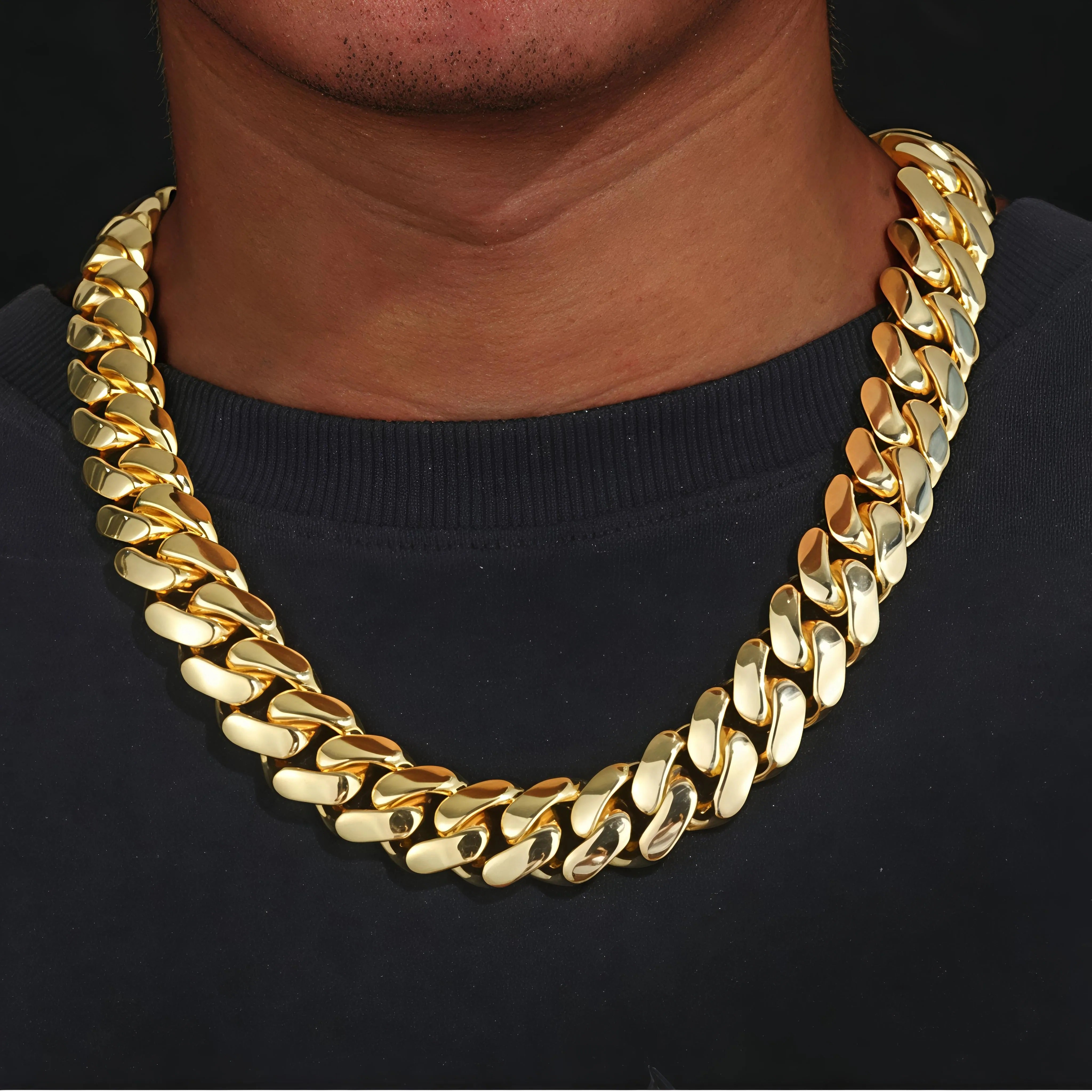 12mm Cuban chain and bracelet set, 18K Gold