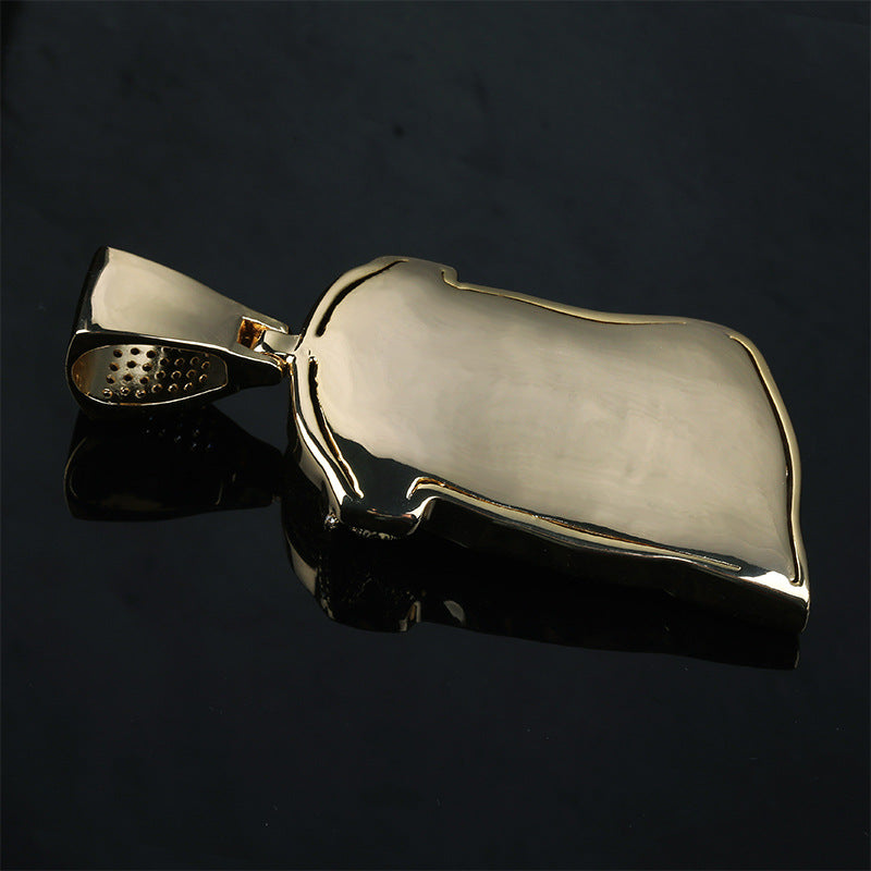 European and American Amazon necklace male retro cross-border human avatar pendant slightly inlaid with zircon high pendant exaggerated hip-hop jewelry