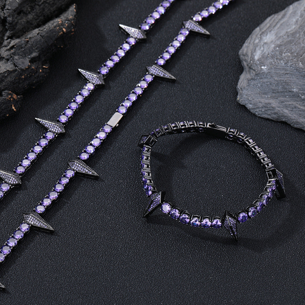 Hip-hop Black Panther same wolf tooth necklace trendy men's 5mm tennis chain zircon spike necklace accessories wholesale