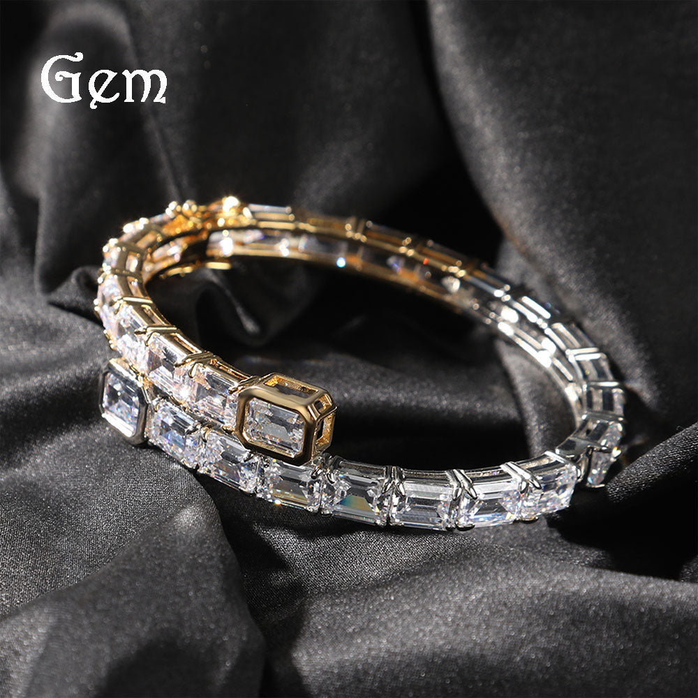 European and American simple multi-color hip-hop bracelet men's personality fashion single zircon hipster couple bracelet cross-border new products