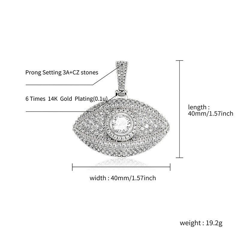 European and American cross-border TEMU Devil's Eye three-dimensional pendant micro-inlaid copper zircon hipster men's twist necklace wholesale