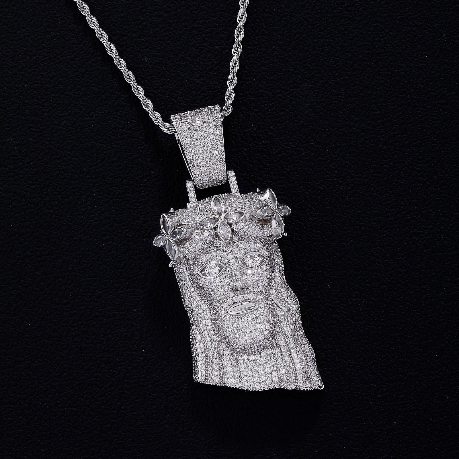 Europe, America, Amazon retro old man pendant full of copper zir*****ld man head pendant jewelry personalized fashion Cuban necklace