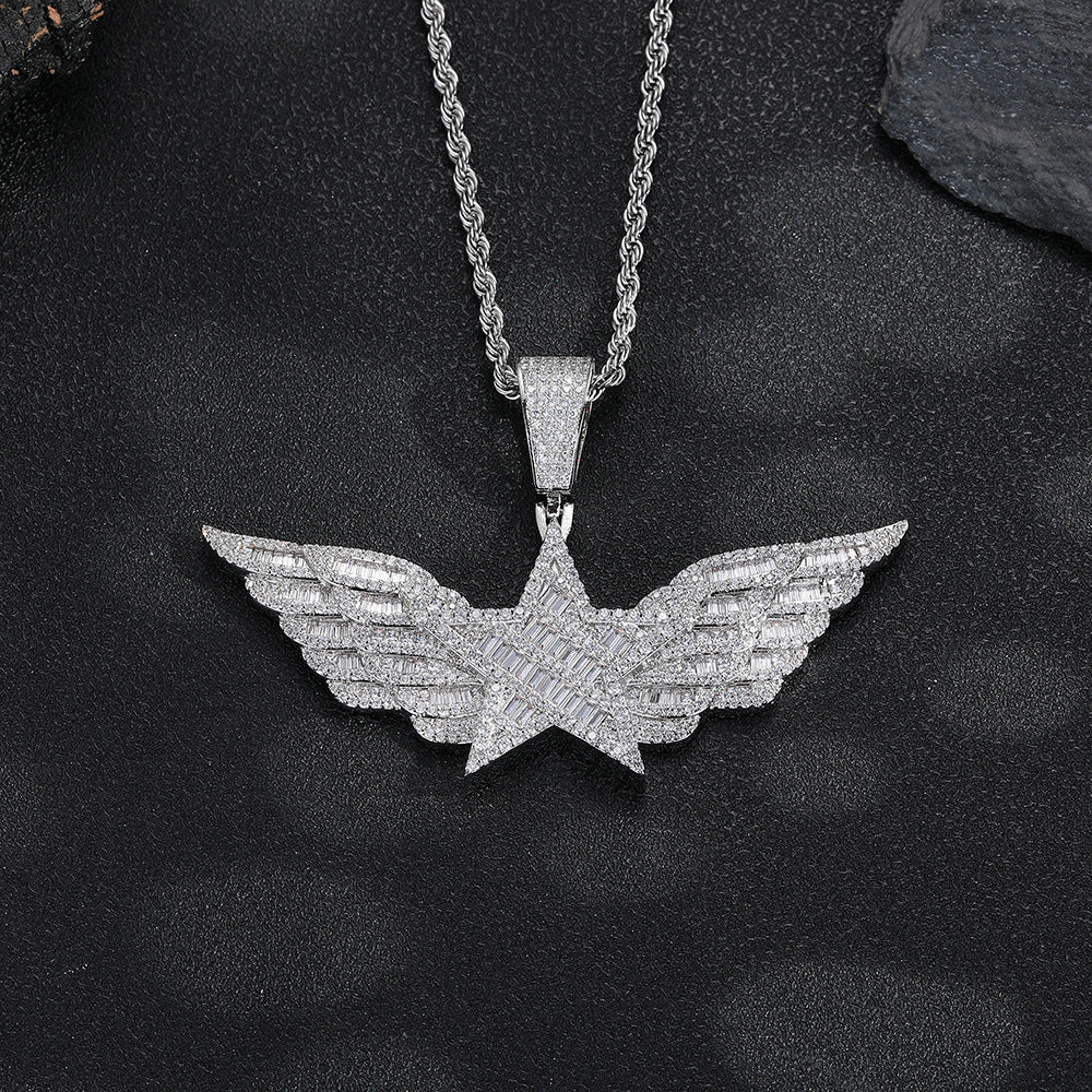 AliExpress hot-selling products, Star Wings men's and women's hip-hop pendants, copper micro-inlaid zircon high-quality pendants, cross-border supply