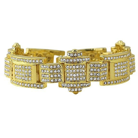 European and American cross-border hip-hop cool diamond-encrusted bracelet personalized trendy man exaggerated domineering alloy full diamond hand jewelry wholesale