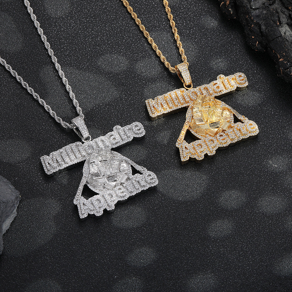 European and American hip hop Millionaire large pendant personalized copper diamond zircon fashion trend accessories spot