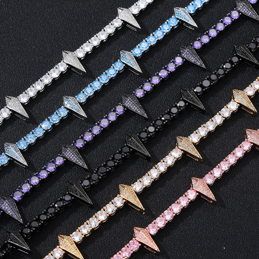 Hip-hop Black Panther same wolf tooth necklace trendy men's 5mm tennis chain zircon spike necklace accessories wholesale