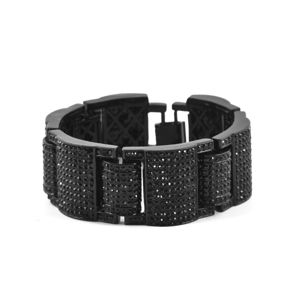 European and American cross-border hip-hop cool diamond-encrusted bracelet personalized trendy man exaggerated domineering alloy full diamond hand jewelry wholesale