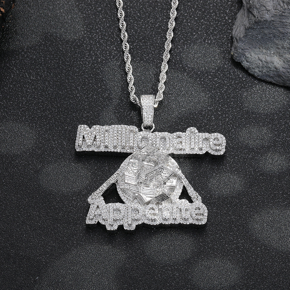 European and American hip hop Millionaire large pendant personalized copper diamond zircon fashion trend accessories spot