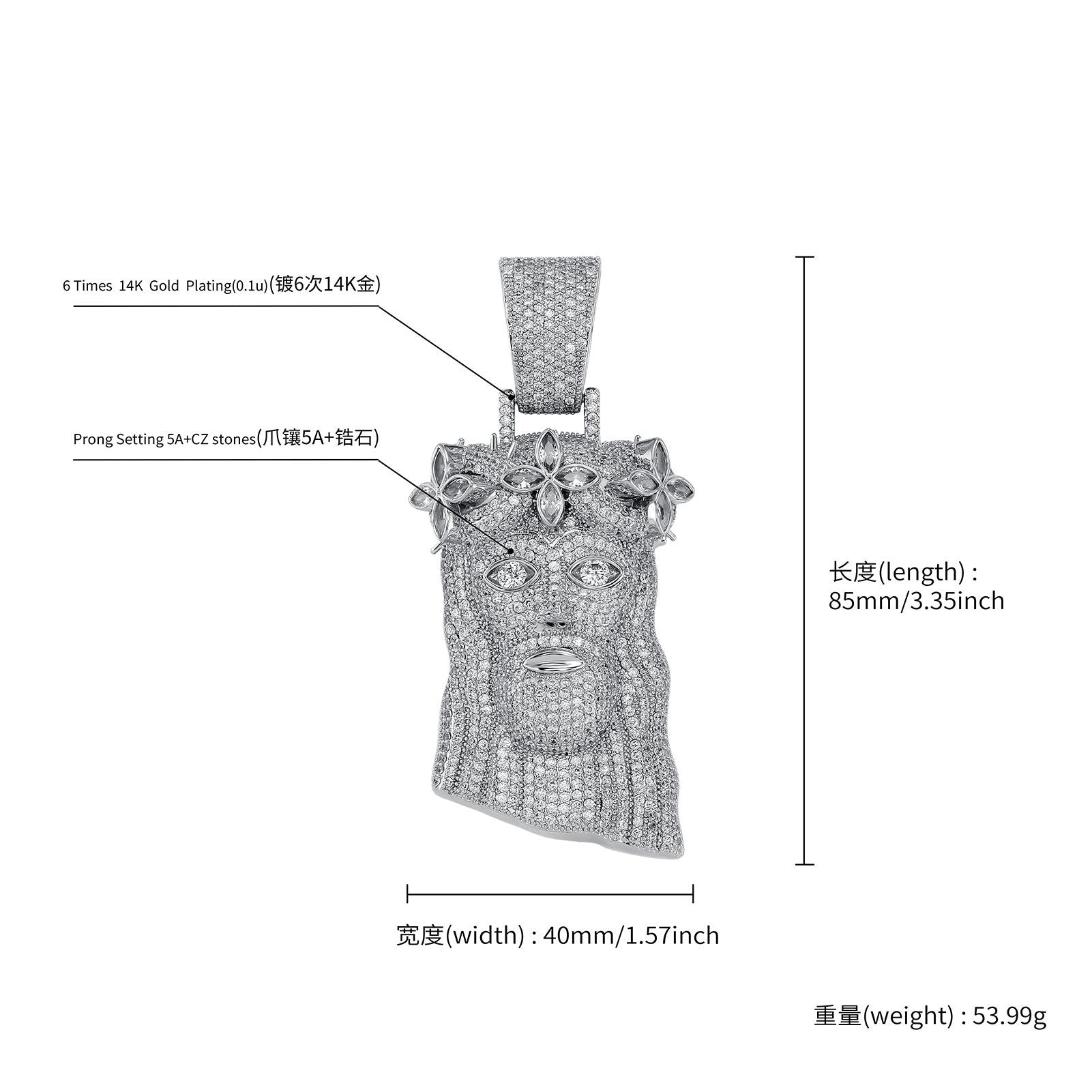 Europe, America, Amazon retro old man pendant full of copper zir*****ld man head pendant jewelry personalized fashion Cuban necklace