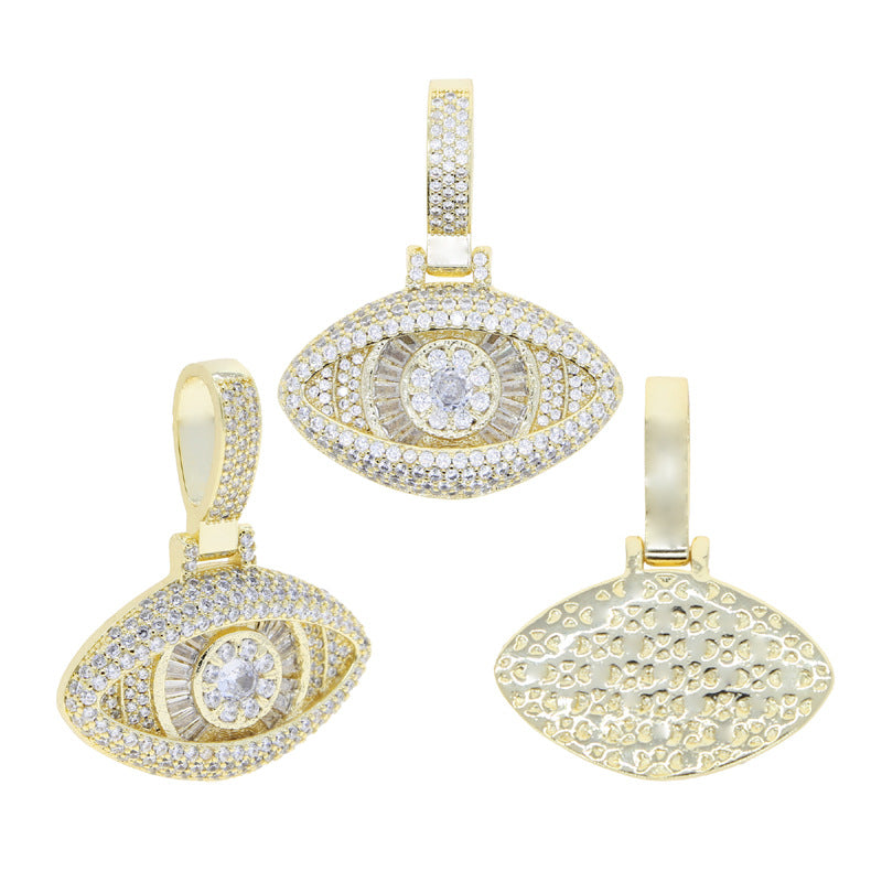 AliExpress's new eye cross necklace, high-end sense with zircon diamond pendant, men's hip-hop necklace.